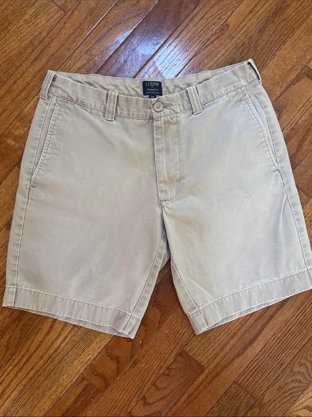 J.Crew Gramercy Mens Chino Shorts 31 Tan Khaki Flat Front Cotton Casual 9 Inseam